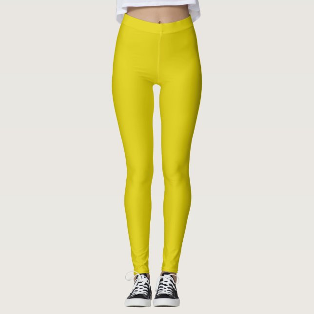 Festes, helles Zitronengelb Leggings (Vorderseite)