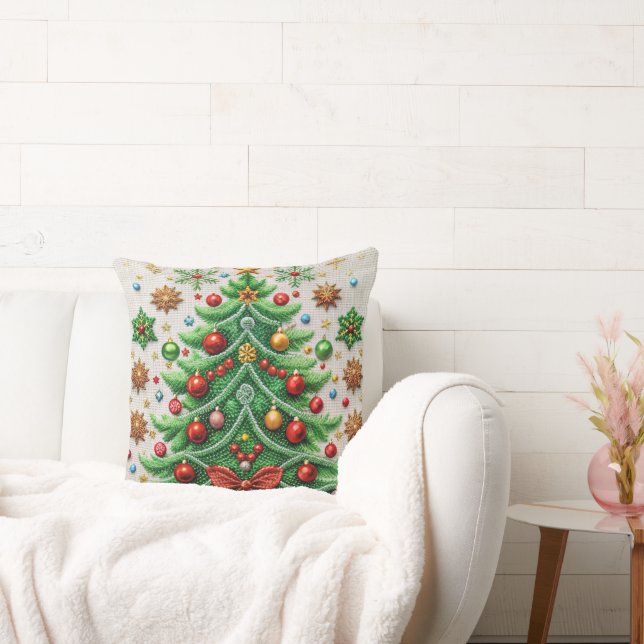 Festes Holiday Throw Kissen Stickerei Design (Liege)