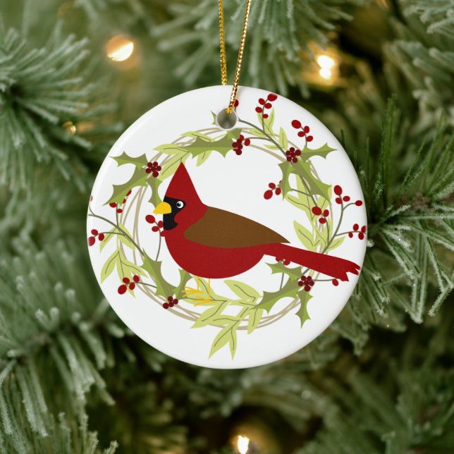 Festes Land Kardinal hinzufügen Keramik Ornament (Baum)