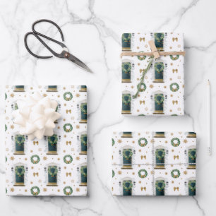Festes Muster der grünen Vordertür Geschenkpapier Set