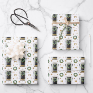 Festes schwarzes Vordertür-Muster für Aquarellfarb Geschenkpapier Set