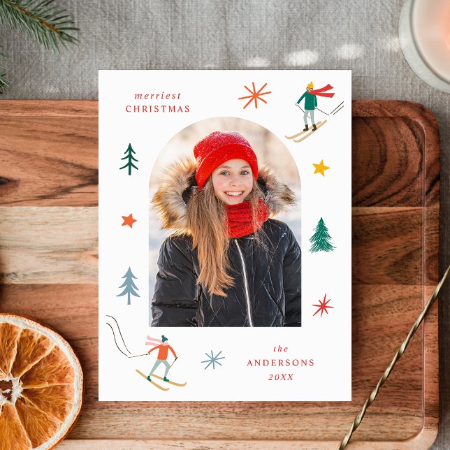 Festes Skiern-Foto Feiertagspostkarte (Von Creator hochgeladen)