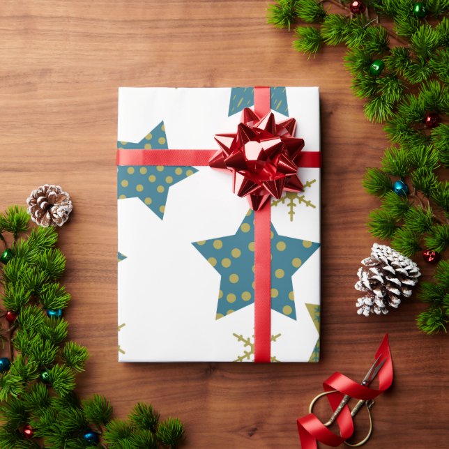 Festes Sternenmuster Geschenkpapier (Feiertagsgeschenk)