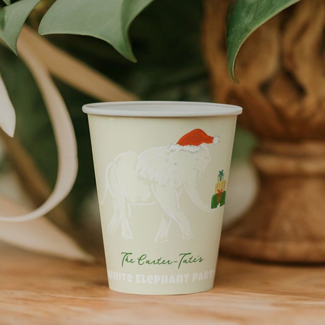 festes Weißes Elefant Party Illustriert Pappbecher (Festive White Elephant Party Illustrated Paper Cups)