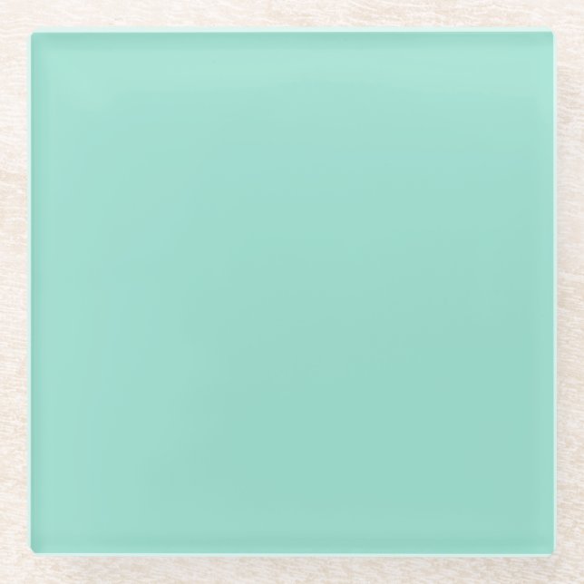 Festfarbenes Beach Glass schlichte Aqua-Grünminze Glasuntersetzer (Vorderseite)