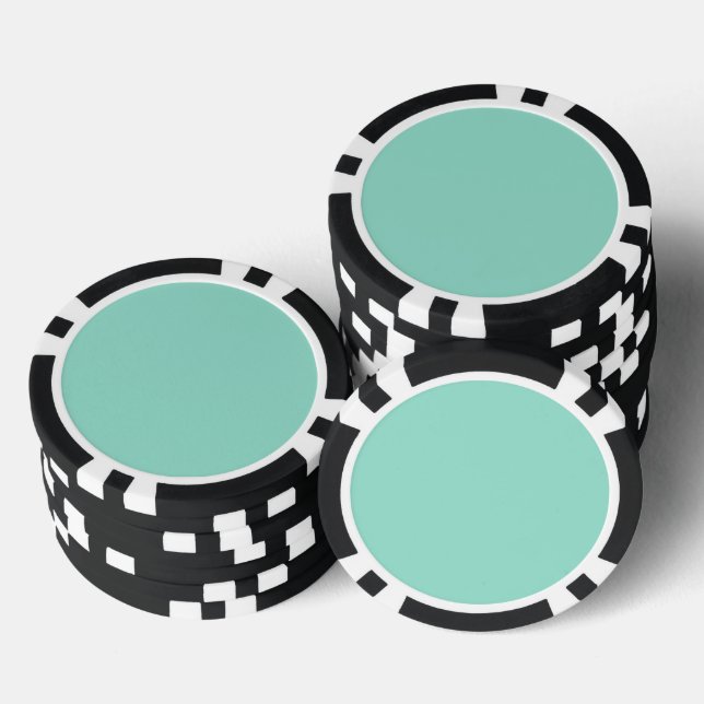 Festfarbenes Beach Glass schlichte Aqua-Grünminze Pokerchips (Stapel)