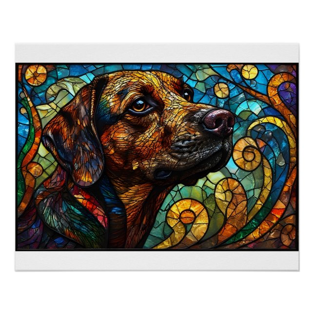 Festgehaltene Glasurmbildung eines Hundes mit lebh Poster (Vorderseite)