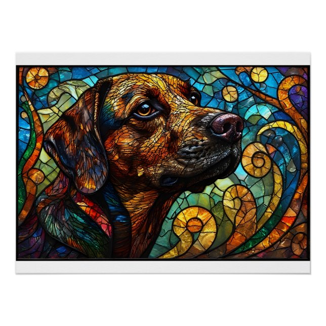 Festgehaltene Glasurmbildung eines Hundes mit lebh Poster (Vorderseite)