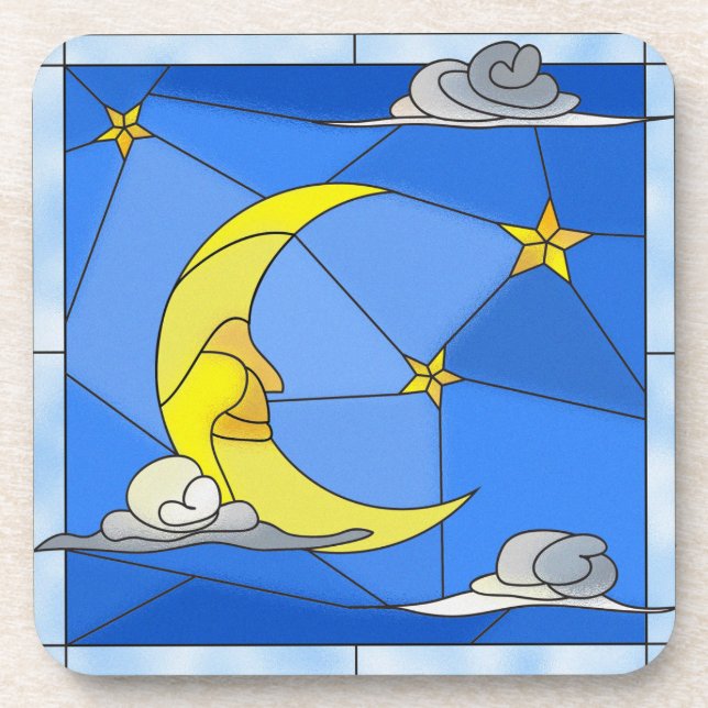 Festgehaltener Glasmond, Sterne und Wolken Getränkeuntersetzer (Vorderseite)