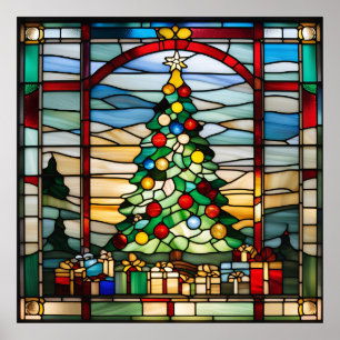 Festgehaltener Glass Look Weihnachtsbaum herunterl Poster