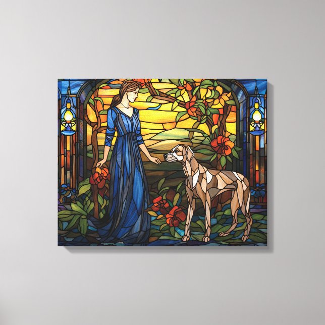 "Festgehaltenes Glas, große Däne" Leinwanddruck (Vorderseite)