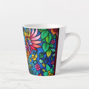 festgehaltenes Glas mit Vögeln und Blume Milchtasse