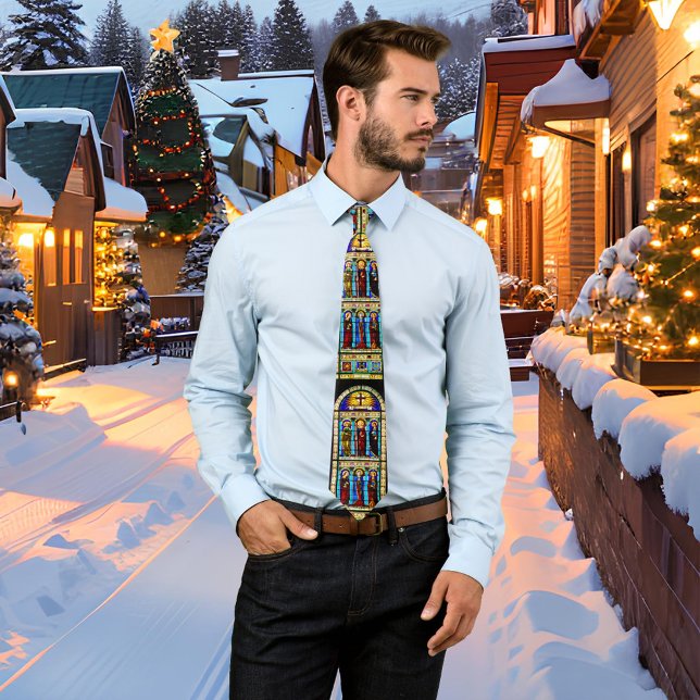 Festgelegte Glaskirchenkirche Weihnachten Krawatte (Tie featuring an image of a stained glass church window. Great as a Christmas gift)