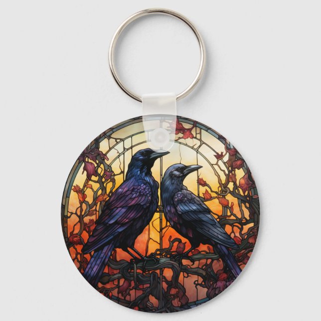 Festgelegte Glass Ravens Schlüsselanhänger (Vorderseite)