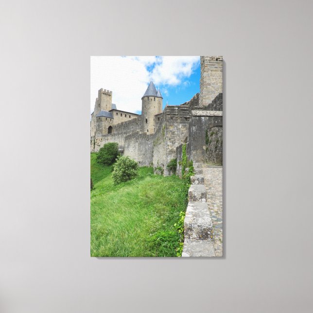 Festgelegte Mauer von Carcassonne Leinwanddruck (Vorderseite)