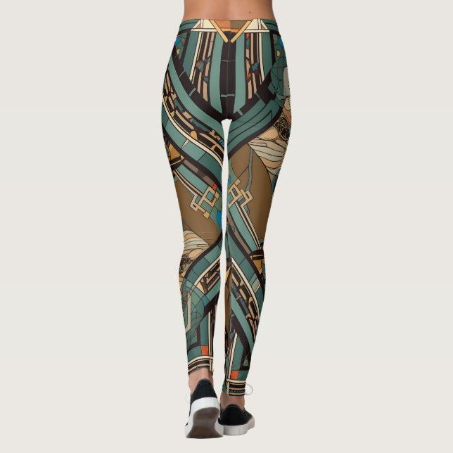 Festgestellter Glas Erde Ton Leggings (Rückseite)