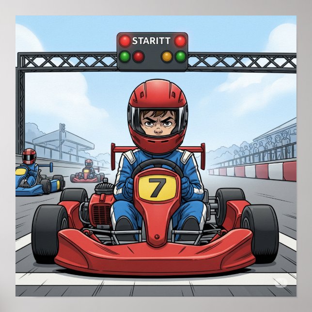 Festgestellter Go-Kart-Treiber Poster (Vorne)