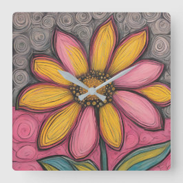 Festgestelltes Glas Daisy Clock Quadratische Wanduhr