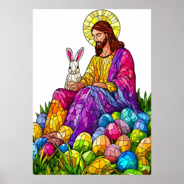 Festgestelltes Glas Jesus Ostereier Poster (Vorne)