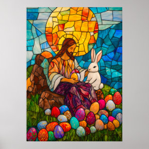 Festgestelltes Glas Jesus Ostereier Poster
