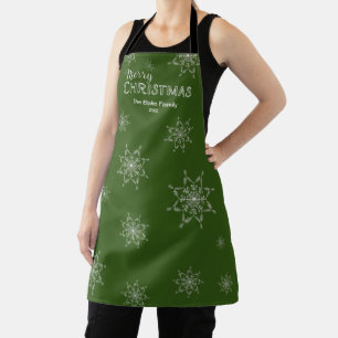 Festgrün Schneeflocken Frohe Weihnachten Schürze