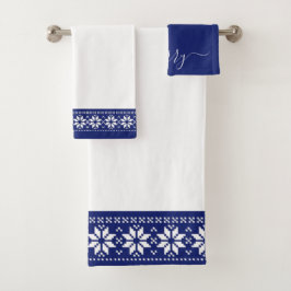 Festif Bleu Blanc Motif scandinave Noël