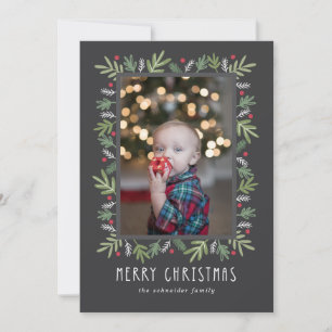 Festif Botanique Joyeux Carte photo de Noël