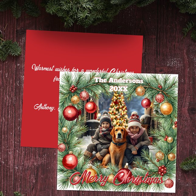 Festif Famille Photo Holiday Carte de voeux Wreath (Créateur téléchargé)