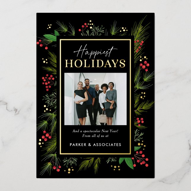 Festif Frame FOIL Business Holiday Carte photo (Recto)