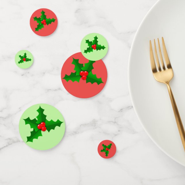Festif Green Red Holly table de Noël Confetti (Groupe)