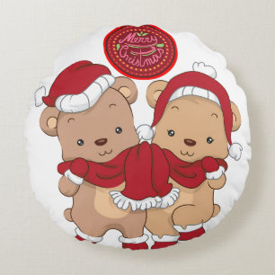 Festif Joyeux Noël Round Coussin