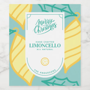 Festif Limoncello Étiquette de vin de Noël
