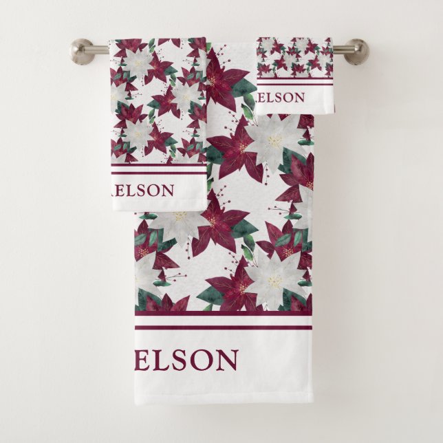 Festif Noël Floral Poinsettia Monogramme (En situation)