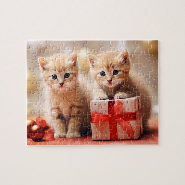 Festif Noël Kitten Duo Jigsaw Puzzle (Horizontal)