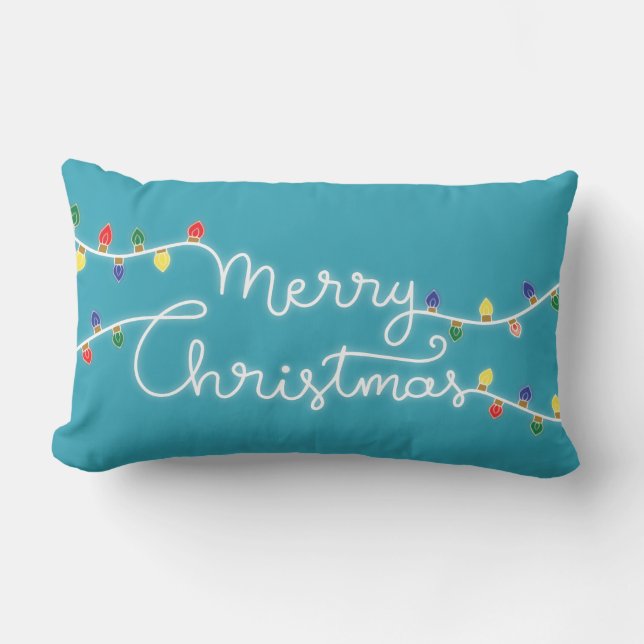 Festif Turquoise Joyeux Coussin de Noël (Recto)
