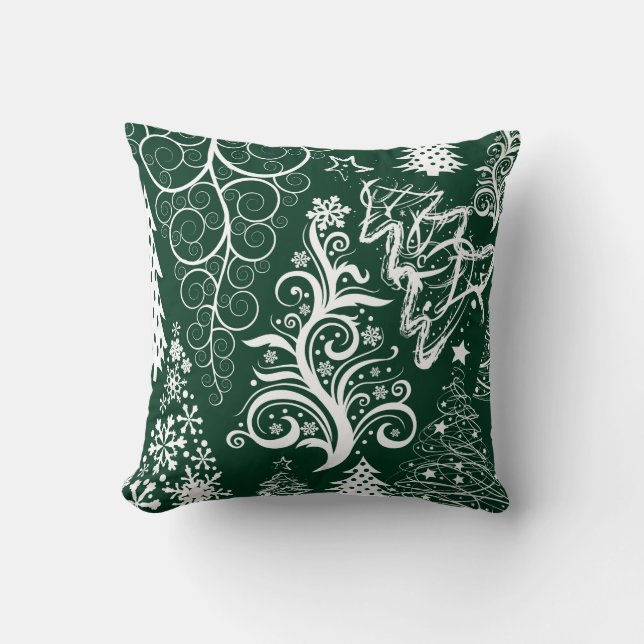 Festif Vacances vertes arbres de Noël Coussin de N (Recto)