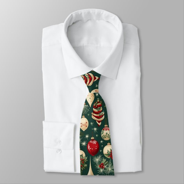 Festif Vert Noël Baubles Novelty Cravate de travai (Attaché)