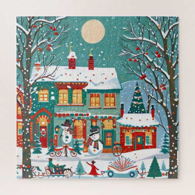 Festif Village d'hiver Jigsaw Puzzle (Vertical)