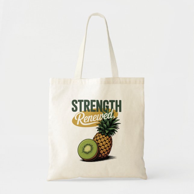Festigkeit Erneuerte Ananas Kiwi Retro Shirt Tragetasche (Vorne)