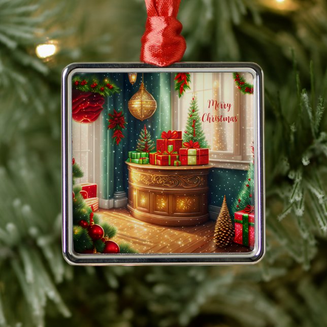 Festisch dekoriertes Zimmer, traditionelles Weihna Ornament Aus Metall (Baum)