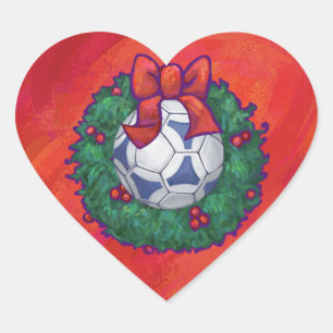 Festitiv Futbal in Wreath on Red Herz-Aufkleber