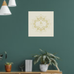 Festival Art Deco Frame Monogram Holiday Poster<br><div class="desc">Vintage Classic Familie Monogram Ivory White und Gold Art Deco Festivals Rahmen mit dekorativen Schnörkeln, elegant und elegant gediegenen Urlaub Design. Der Hintergrund kann in eine beliebige Farbe geändert werden. Alle Texte können bearbeitet werden. Entworfen / Original-Kunstwerk von fat*fa*tin. Einfach mit eigener Textnachricht, Name, Foto oder Bild personalisieren. Weitere Schriftart-Stile,...</div>