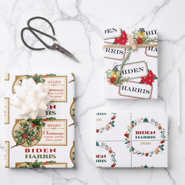 Festival Biden Harris 2020 Weihnachten Geschenkpapier Set (Vorderseite)