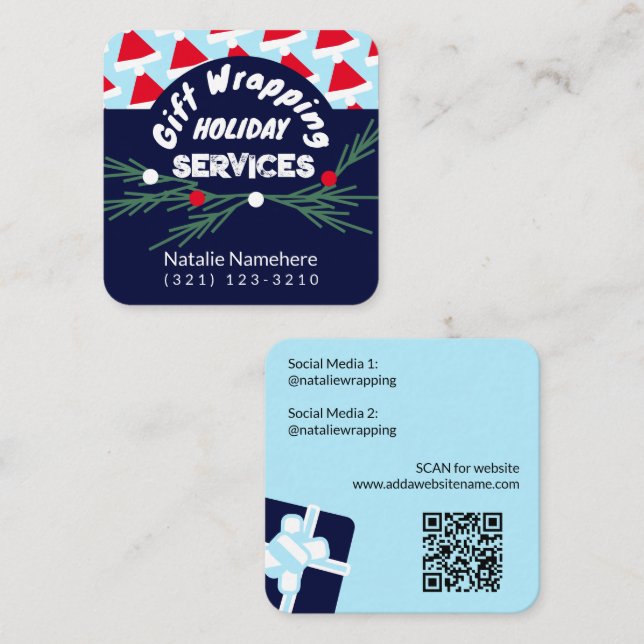 Festival Blue Modern Beruflicher Geschenkservice Quadratische Visitenkarte (Vorne/Hinten)