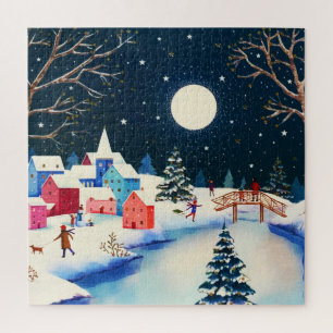 Festival Blue Winter Snow Village