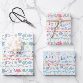 Festival Camping auf Pastell Geschenkpapier Set