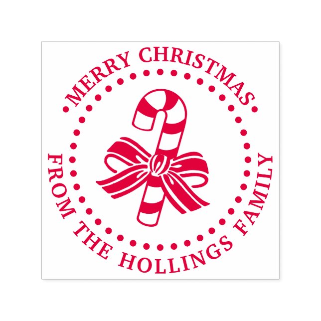 Festival Candy Cane Frohe Weihnachtsgrüße Name Permastempel (Design)