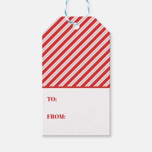 Festival Candy Cane Strip Christmas Red White Geschenkanhänger (Vorderseite)