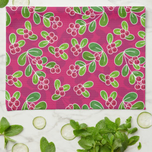 Festival Cranberry Foliage Muster, Fuchsia Geschirrtuch