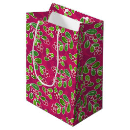 Festival Cranberry Foliage Muster, Fuchsia Mittlere Geschenktüte